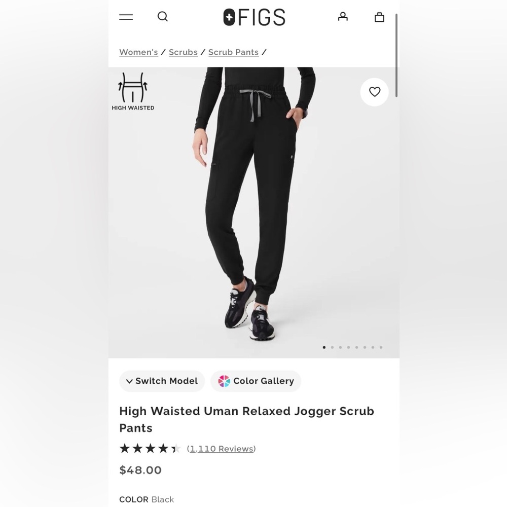 Figs Black High Waisted Uman Jogger Scrub Pants